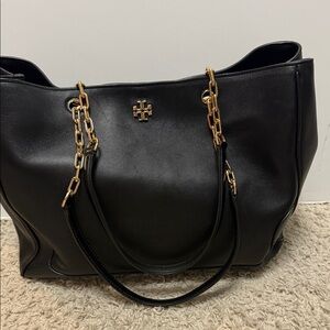 Tory Burch Black Tote with Gold Chain